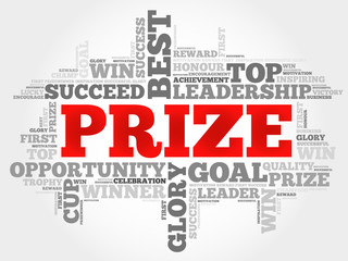 Prize word cloud, business concept