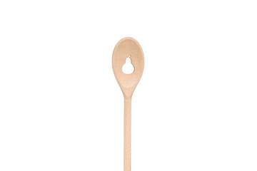 Spoon. Wooden Spoons with Pear Motif on White Background.