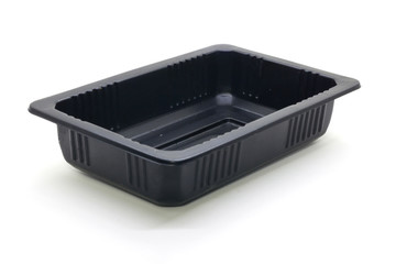 Black Plastic food container on white background