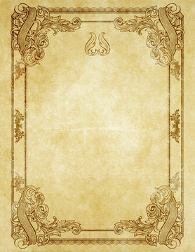 Grunge paper with antique frame.