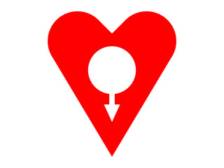 Symbol of the male heart on the white background