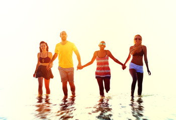 Naklejka premium Friendship Freedom Beach Summer Holiday Concept