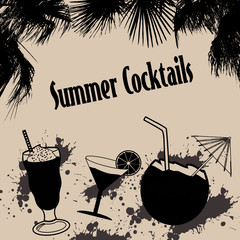 Summer cocktails vintage poster