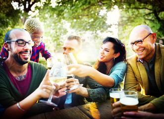 Fototapeta na wymiar Friends Party Outdoors Celebration Happiness Concept