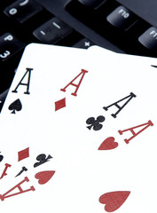 internet casino poker four of kind aces cards combination hearts