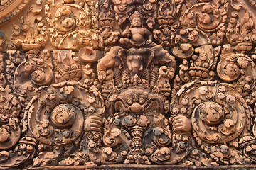 Fototapeta na wymiar Banteai Srei temple, the temple of women, near Angkor wat, Siem Reap, Cambodia