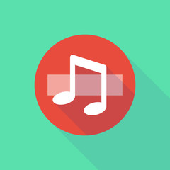 Long shadow do not enter icon with a note music