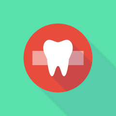 Long shadow do not enter icon with a tooth