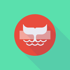 Long shadow do not enter icon with a whale tail