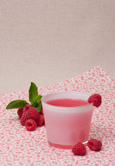 Fresh Raspberry Juice And Raspberries