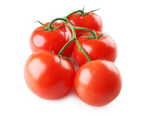 Bunch of fresh tomatoes isolated on white