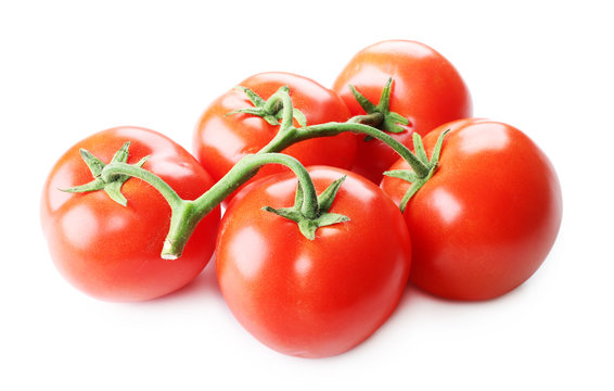 Bunch of fresh tomatoes isolated on white
