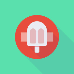 Long shadow do not enter icon with an ice cream