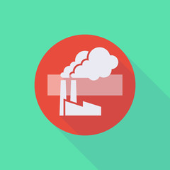 Long shadow do not enter icon with a factory