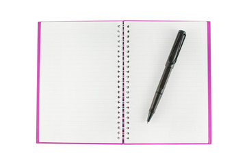 Notebook and pen isolated on white background