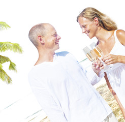 Honeymoon Couple Summer Beach Dating Concept