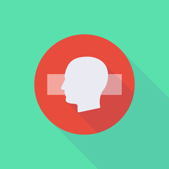 Long shadow do not enter icon with a male head