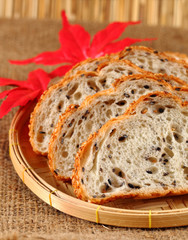 Fresh sliced bread in a wicker basket