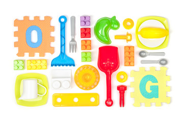 toys on white background 