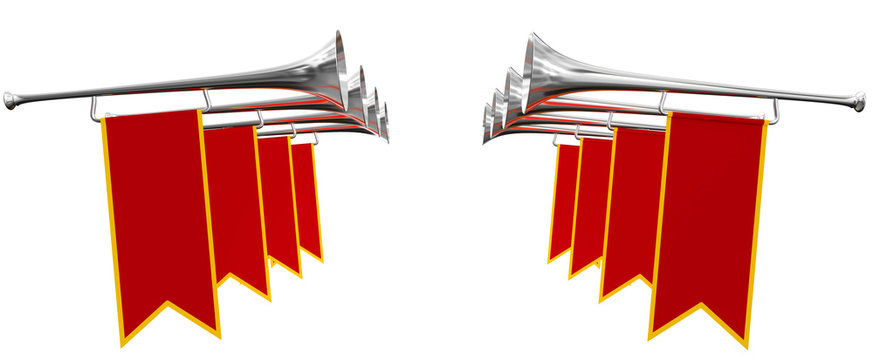 3d silberne Trompeten