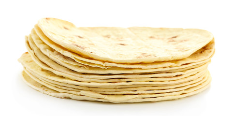 Flour tortillas isolated on white