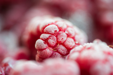 Frozen raspberry berries.