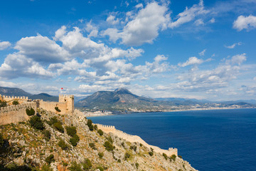 Fototapeta na wymiar View of old Castle in Alanya, Turkey