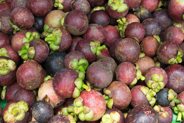 Fresh Fruits on summer in fresh market Thailand-mangosteen