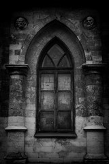 Window in the wall of  Gothic churc