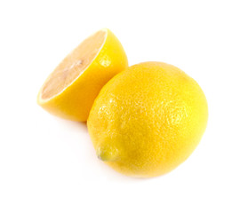 Lemon slice on white background.
