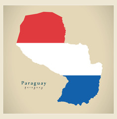 Modern Map - Paraguay colored PY