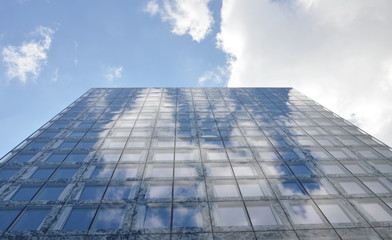 cloud reflection on building