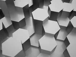 Silver hexagonal background texture