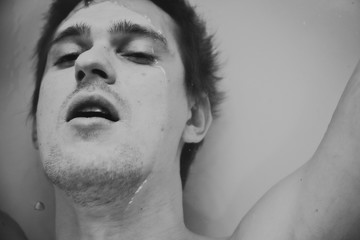 young sexual naked guy in bath