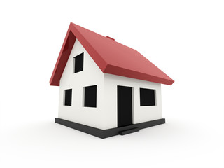 A small houses with red roof on a white background
