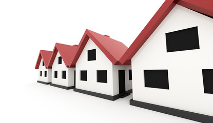 A small houses with red roof on a white background