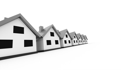 A small houses with silver roof on a white background