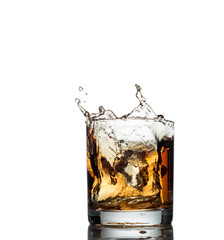 whisky splash isolated on a white background