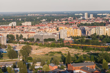 Fototapeta na wymiar Wroclaw, Poland - June 17, 2015: Aerial view of Wroclaw city