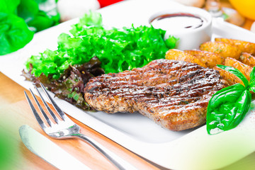 Steak with fries
