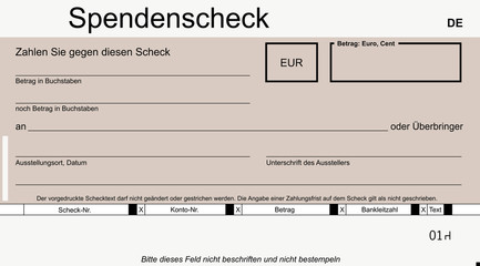 Spendenscheck braun