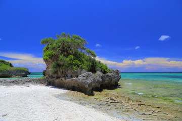 沖縄の青い海と夏の空