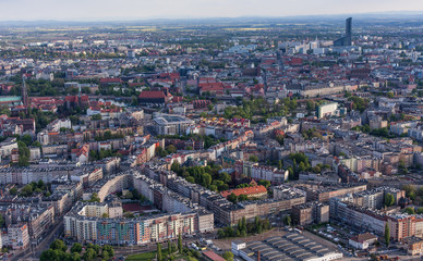Fototapeta premium Wroclaw, Poland - May 04, 2015: Aerial view of Wroclaw city