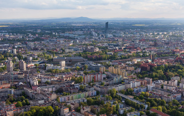 Wroclaw, Poland - May 04, 2015: Aerial view of Wroclaw city