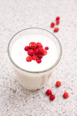 Fresh yogurt with strawberries