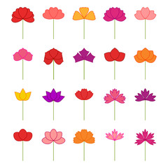 Set of decorative flowers, vector illustration
