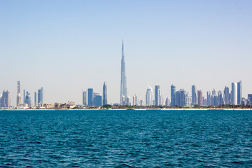 Burj Khalifa and other skyscrapers sea view