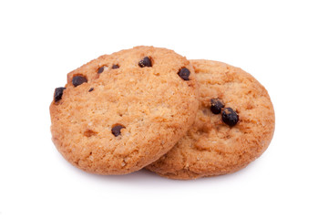 Chocolate chips cookies isolated on white background