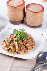 Spicy minced pork salad , Thai food