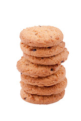Chocolate chips cookies isolated on white background